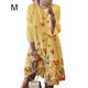 thumbnail image 1 of Vestido Mujer Vestido Estampado Vintage Manga 3/4 Paño De Cuello Redondo, Amarillo, M Speravity AP002219-10, 1 of 5