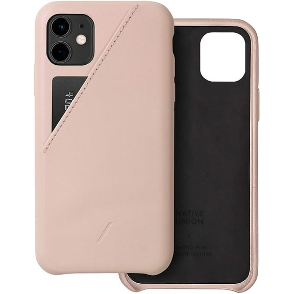 Native Union Clic Card Case - Crafted with Genuine Italian Nappa Leather Slim and Lightweight Cover with Card Holder - Compatible with iPhone 11 (Nude)