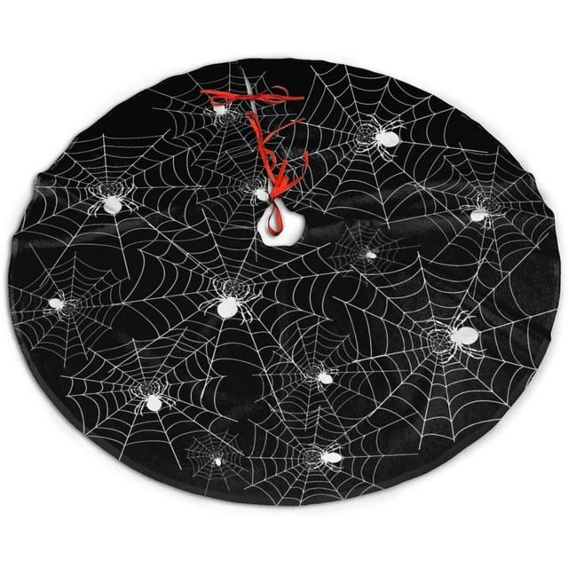 Halloween Spider Web Christmas Christmas Tree Skirt, New Year Festive Holiday Party Decorations 30"