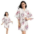 thumbnail image 4 of WBQ Women's Floral Short Satin Bridesmaid Robes Silky Bride Robes Getting Ready M-XXL Size, 4 of 6