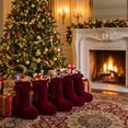 thumbnail image 4 of TETOU 18.9" Velvet Christmas Stockings, Extra Thick Large Bow Velvet Christmas Stockings for Fireplace Family Holiday Christmas Party Decorations(Burgundy), 4 of 7