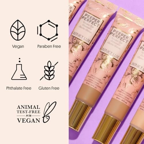 Winky Lux Peeper Perfect Under Eye Concealer, Makeup & Eye Brightener, Full Coverage Concealer for Dark Circles, Color Corrector & Eye Primer, With Collagen, Hyaluronic Acid & Vitamin E Light