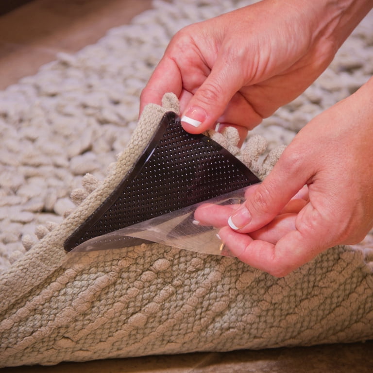 2019 Ruggies As Seen on TV Reusable Rug Grippers Washable Carpet Pad Floor Gripper (8 Adhesive Sticker + 8 Rug Pad)