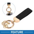 thumbnail image 2 of Unique Bargains 1 Set Car Keychain Universal Key Chain with Ring for Key Fobs for Women Faux Leather Black Gold Tone, 2 of 6