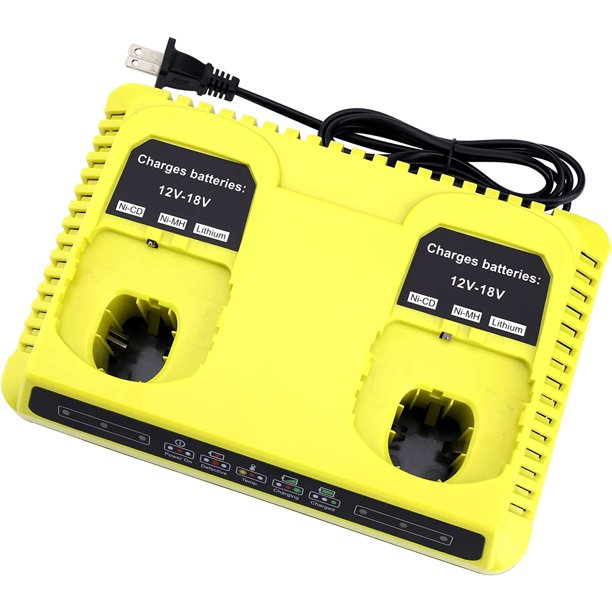 Cargador Rápido P117 de 2 Puertos para Batería Ryobi 18V ONE+ Max Litio P100 P102 P103 P105 P107 P108 P117 P118 12V-18V Li-Ion NiCd NiMh Batería