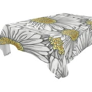 SKYSONIC Daisy Flower Tablecloth Waterproof Washable Polyester Square Table Cover Durable Tablecloth for Kitchen Dining Table Party Decor (54 X 54 Inch)