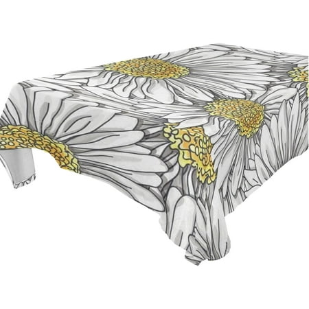 SKYSONIC Daisy Flower Tablecloth Waterproof Washable Polyester Square Table Cover Durable Tablecloth for Kitchen Dining Table Party Decor (54 X 54 Inch)