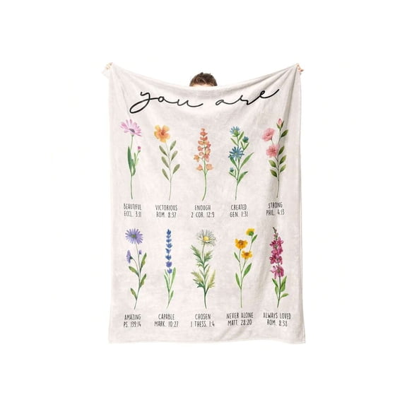 Afterprints Christian Gifts for Women, Floral Inspirational Religious Throw Blanket, Soft Flannel 50"x60", Ideal Gift for Sister Friend Mom Daughter