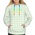 thumbnail image 3 of KLL Pistachio Green Checkboard for Womens Pullover Hoodie with Pocket Hooded Long Sleeve Shirts Sweatshirt for Women-XX-Large, 3 of 7