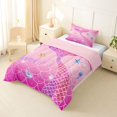 thumbnail image 2 of Castle Fairy Glitter Mermaid Tail Tile Twin Comforter Sets 2pcs,Starfish Shell Pastel Scale Seamless Print Bedding Set,Hot Pink,Pink Reversible,1 Comforter and 1 Pillowcase, 2 of 6
