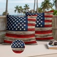 thumbnail image 3 of Vintage American Flag Outdoor Pillow Covers 18x18 Set of 2,Waterproof Patio Throw Pillowcase Protectors,Blue Star Red Striped Wooden Decorative Pillow Shams Cushion Covers for Seat Bed Couch Sofa, 3 of 8