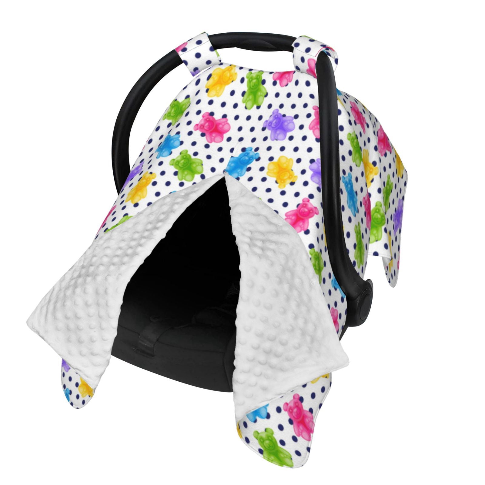 Naloa Bear And Polka Dot Baby Car Seat Cover, Breathable Baby Carrier Cover, Multiuse Baby Carrier Cover & Nursing Breastfeeding Cover