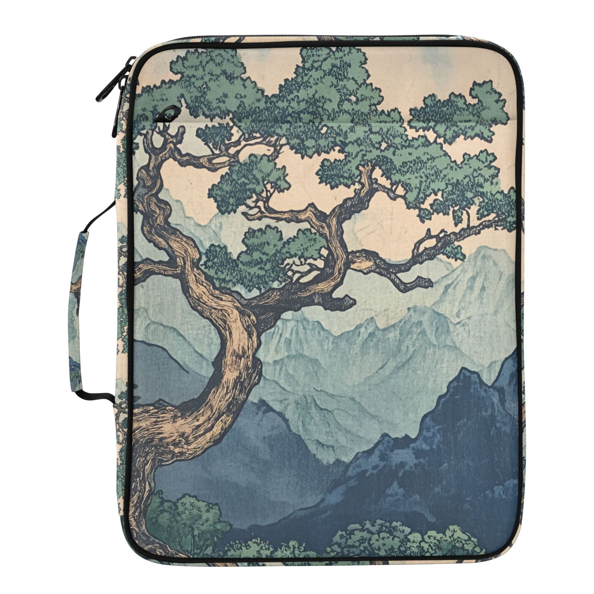FORMRS Accordion File Folder A4 Size 7-Pocket Expanding Document Organizer Bag with 3 Ring Binder, Tree in The Mountains