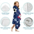 thumbnail image 7 of Blue Soccer Elements Pattern Hooded Bath Towel，60"x35" for Ages 3 To 12 Kids, Quick Dry Lightweight Soft Microfiber Hood Beach Towel Cover Up for Kids, 7 of 7