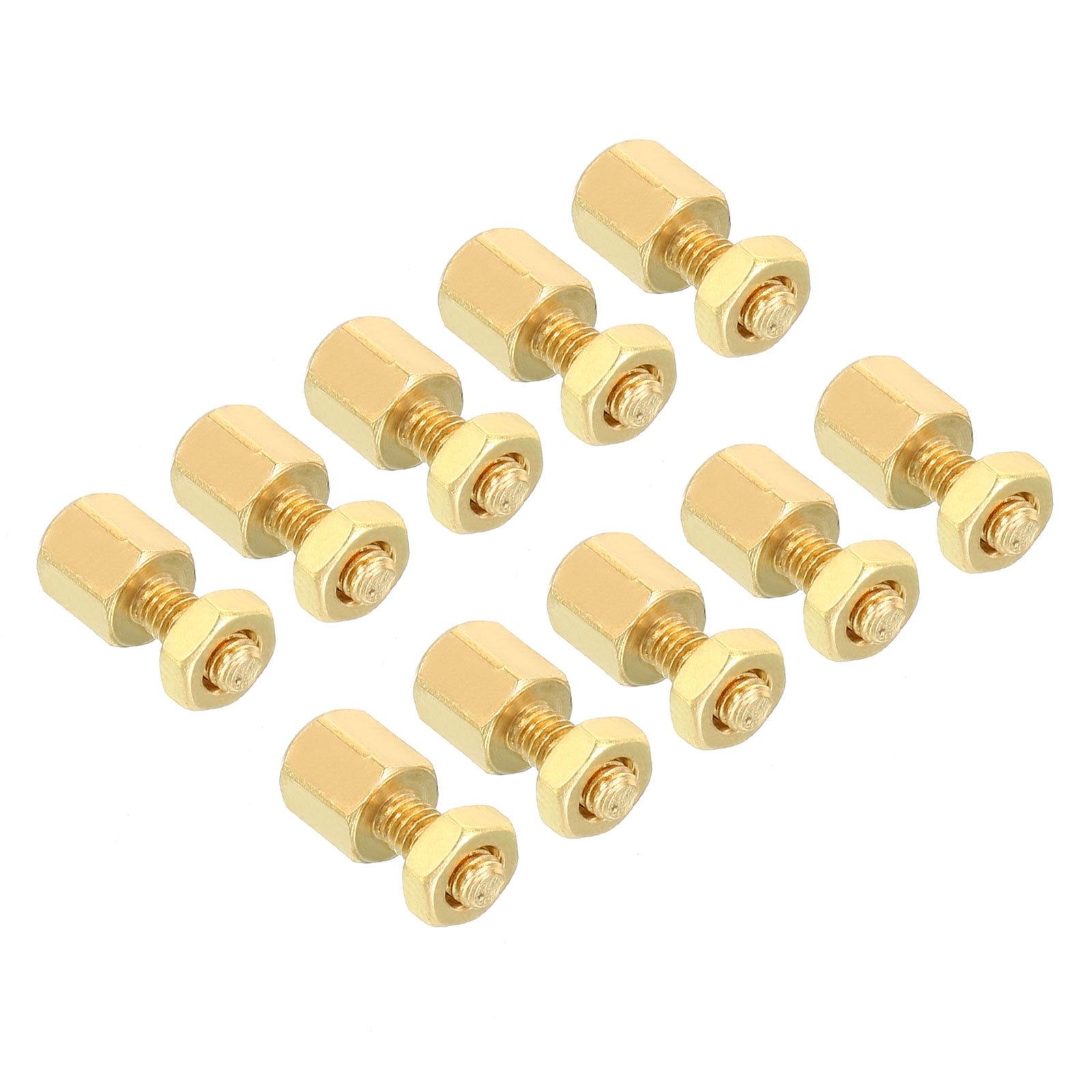 Uxcell 5mm+6mm M2.5 Standoff Screws 40 Pack Brass Hex Standoffs Nuts Gold Tone
