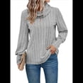 thumbnail image 2 of Suéter Tipo Túnica de Cuello Alto para Mujer, de Larga, de Punto Acanalado, Cómodo, Holgado, Informal, para Otoño Gris L, 2 of 7