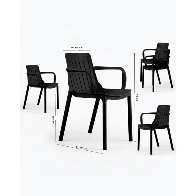 Set de 4 Sillas de Exterior de PVC con Reposabrazos Resistentes a la Intemperie para Jardín, Terraza y Cafetería – EKE Life Home