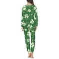 thumbnail image 3 of NETILGEN Notes Green Leaf Pattern Pjs for Women Summer, Crew Neck Women Pajama Set Long Sleeve, 2 Pack Snug-Fit Pajamas for Women Set Pants Fit Indoor Home Activities, 3 of 6