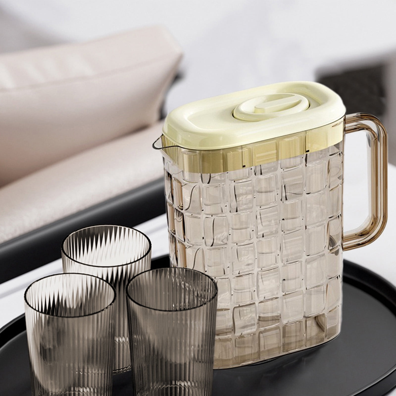 Acrylic Pitchers, Clear Plastic Pitcher with Removable Lid, Transparent Juice Jug Water Pitcher for Iced Tea, Lemonade, Cold or Hot Beverages, BPA-Free and Shatter-Proof