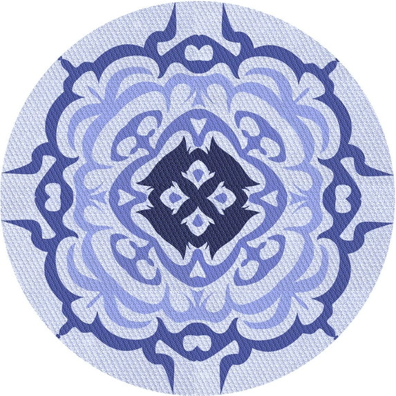 Ahgly Company Indoor Round Patterned Heavenly Blue Area Rugs, 7' Round