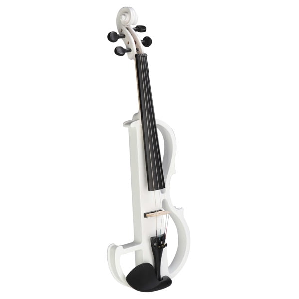 Full Size 4/4 Bunnel Edge Electric Silent Violin with Case Bow Rosin Headphone Connecting Line White