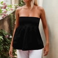 thumbnail image 5 of Cute Floral Strapless Peplum Tops for Women Y2k Flowy Tube Top Girls Ruffle Bandeau Summer Tops/Black/L, 5 of 6