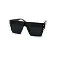 thumbnail image 2 of Star Stud Trim Robotic Shield Flat Top Plastic Sunglasses All Black, 2 of 4