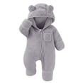 thumbnail image 2 of Jumpsuit Bear Onesies Outwear Snowsuit Newborn Baby Fleece Footie Snowsuit Winter Bunting Onesie Warm Hooded Romper Jumpsuit Outfits for Girls Boys Gray 6 Months, 2 of 6