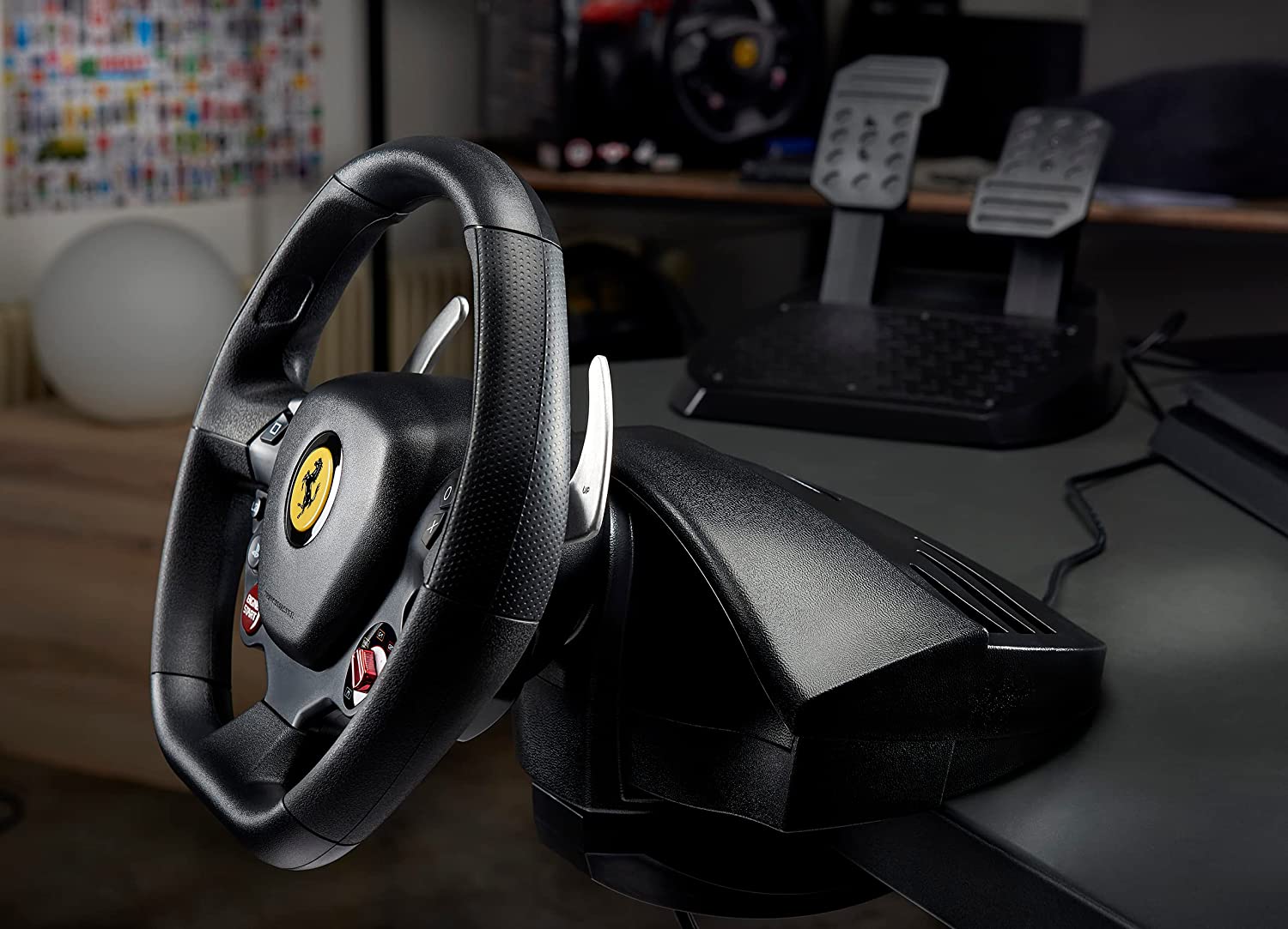Thrustmaster - T80 Ferrari 488 GTB Edition Racing Wheel for PlayStation 5, 4 and Windows - Black With Cleaning Manual Kit Bolt Axtion Bundle Used - image 5 of 5