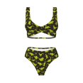 thumbnail image 4 of Daiia Cute Cartoon Dinosaurs Green Silhouette Pattern Women's Bikini Set Two Piece Swimsuit High Waisted Bikini Adjustable Straps Bikini Perfect for Beach, Pool, and Summer Vacation-Small, 4 of 9