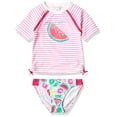 thumbnail image 2 of Tommy Bahama Girls' 2-Piece Rashguard and Swim Bottoms Set, Watermelon, 2T, 2 of 12