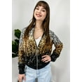 thumbnail image 2 of Womens Sequin Long Sleeve Front Zip Jacket with Ribbed Cuffs, 2 of 5