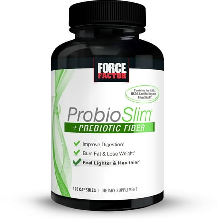 ProbioSlim + Prebiotic Fiber for Digestive Health and Weight Loss with Probiotics, EGCG, Psyllium, Inulin, (Best Digestive Probiotic Supplement)