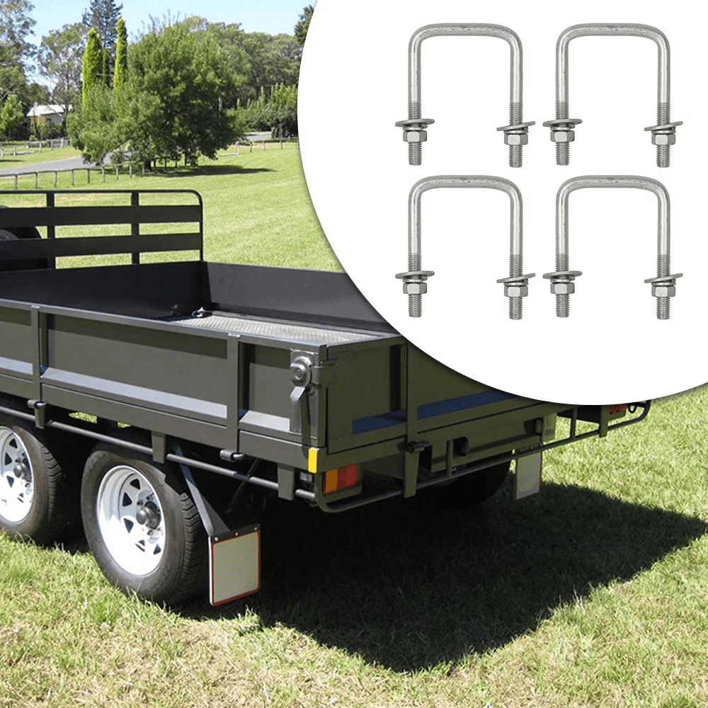 Kojem 4 Trailer U-Bolts Universal for Boat Trailer Square U Bolt Galvanized Steel 1/2"Dia x 3 1/16" x 4 5/16"