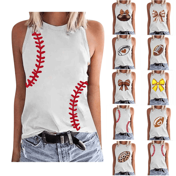 AGWOLF Women's Tank Tops Loose Fit Printed Sleeveless Shirts Cute Graphic Basic Tank Summer Casual Crew Neck Shirt Loose Fit Workout Top Khaki L
