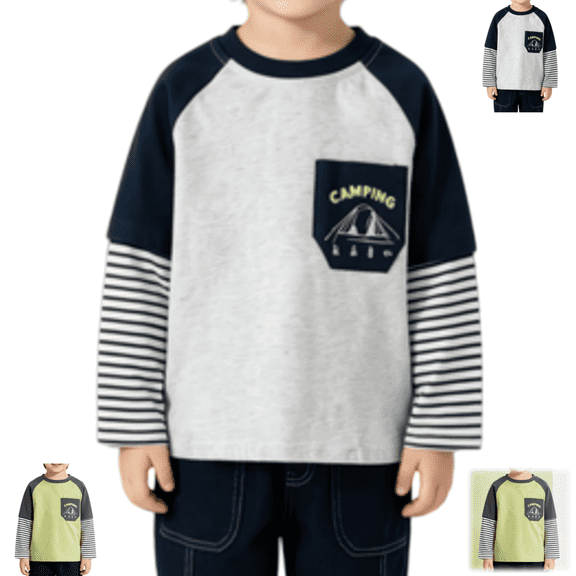 YOUYEDIAN Toddler Boy Long Sleeve Shirt Fashion Crewneck Pullover Tops