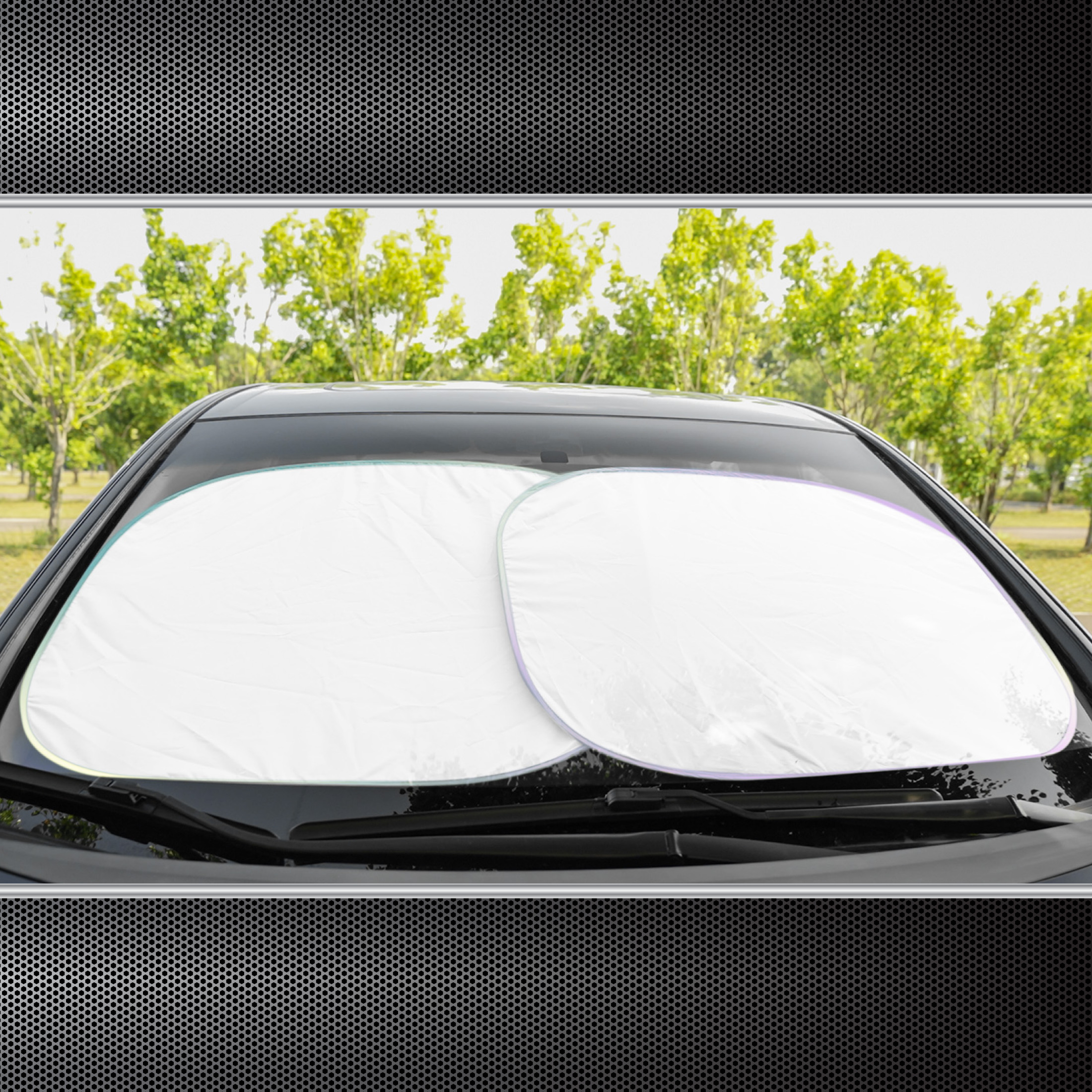 Auto Drive Universal Windshield Sunshade White 2-Pack photo 7