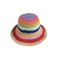 thumbnail image 5 of SikaFu Rainbow Straw Hat Women's Summer Outage Sunscreen Beach Fisherman's Hat Straw Weaving Stripe Covering Basin Hat, 5 of 9