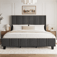 thumbnail image 4 of Cama Base Queen Cabecera Alta Acolchada Estructura De Madera, 4 of 7