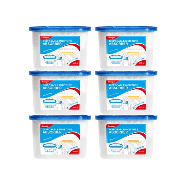 Caja absorbente de humedad CANAGER sin fragancia, 500 ml, 6 paquetes