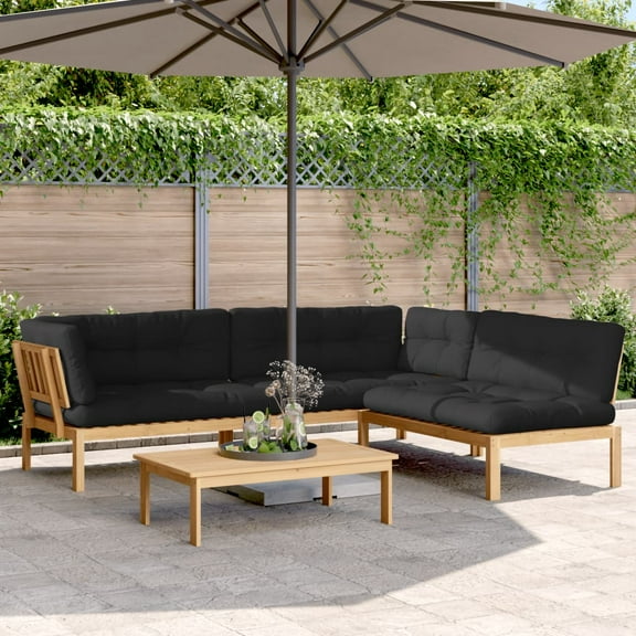 vidaXL 4 Piece Patio Pallet Sofa Set with Cushions Solid Wood Acacia