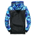 thumbnail image 2 of SWSMCLT Men's Lightweight Windbreaker Jacket Loose Fit Outdoor Hooded Rain Jacket Windproof Unlined Waterproof Blue Camouflage 44, 2 of 2