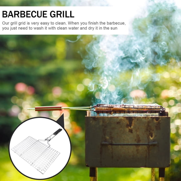 BESTYASH Outdoor Enthusiasts Portable Net Rectangular Silver Barbecue Grid 1Set for Picnic
