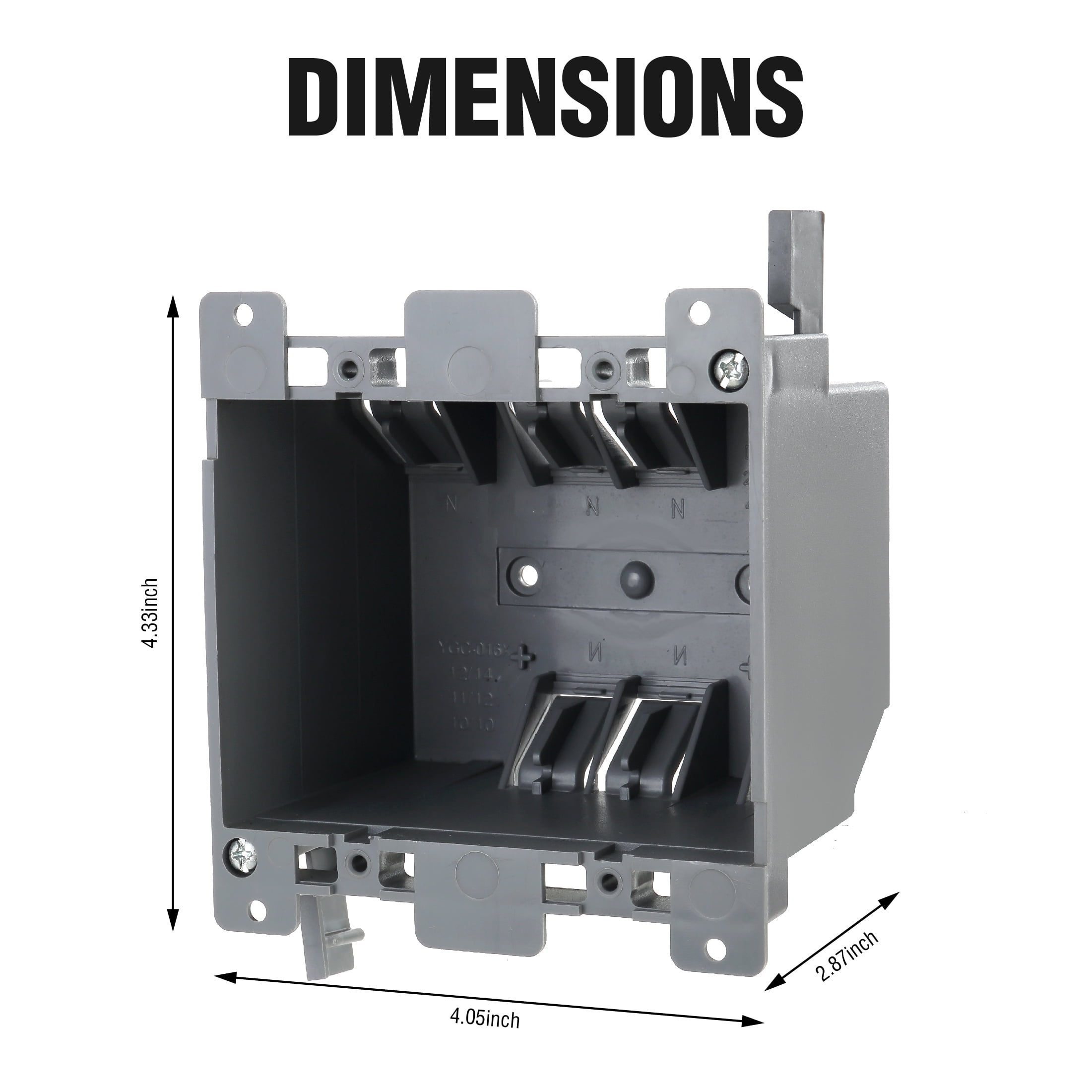 Hyper Tough Two-gang Box Switch / Outlet Plastic Electrical Box TD35072Z, 3.94 in Width