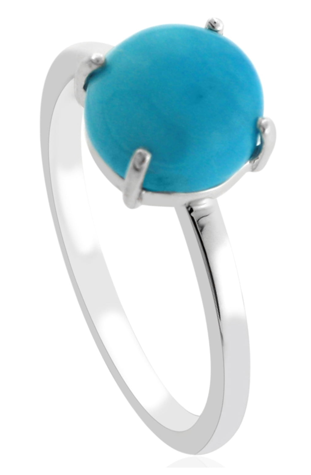 Size 6 Genuine Turquoise & Silver Plated Solitaire Ring - 12.50ctw Oval Stone - View #12