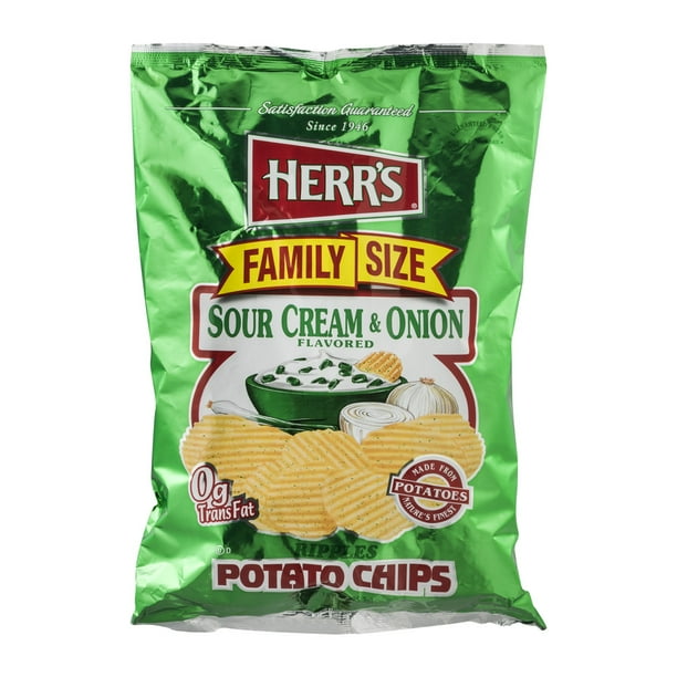 Herr's Sour Cream & Onion Potato Chips, Family Size, 14 oz. Walmart