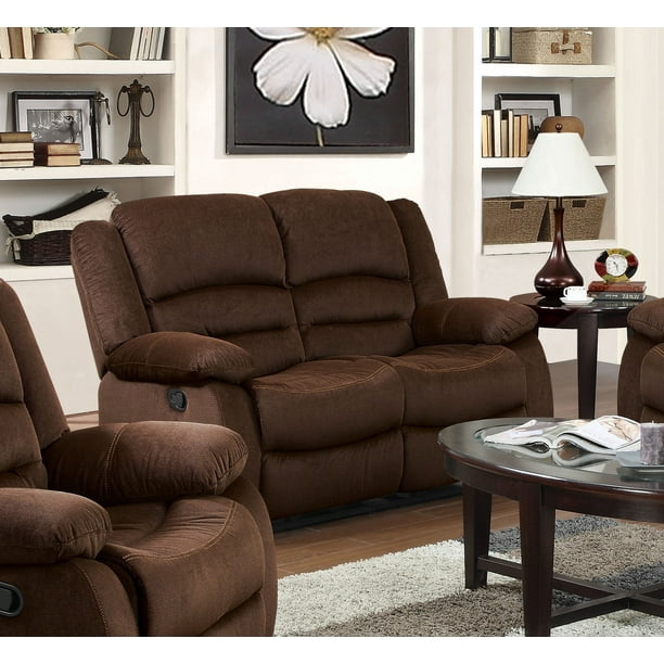 ACME Bailey Reclining Loveseat in Chocolate Velvet Upholstery