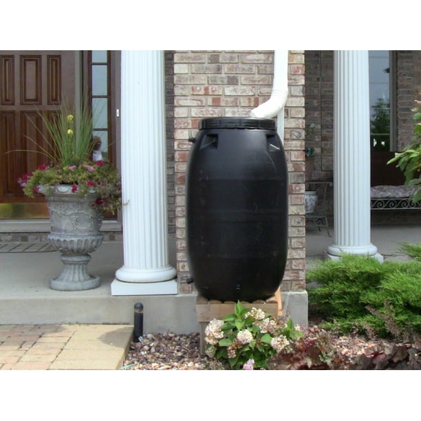 55 Gallon Black Rain Barrel
