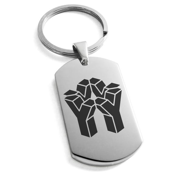 Stainless Steel Letter Y Initial 3D Cube Box Monogram Engraved Engraved Dog Tag Keychain Keyring