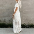 thumbnail image 3 of IDOPIP Women’s Casual Boho Floral Lace V-Neck Dress Embroidery Cocktail Maxi Dress Wedding Evening, 3 of 7